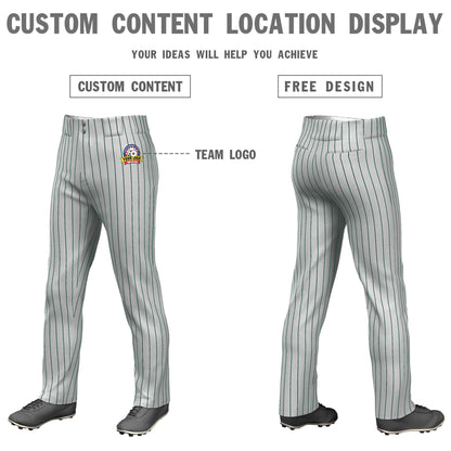 Custom Gray Kelly Green Pinstripe Fit Stretch Practice Loose-fit Baseball Pants