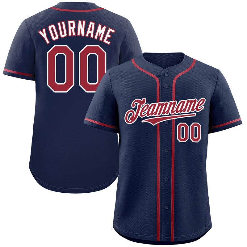 Custom Navy Red-Old Gold Classic Style Authentic Baseball Jersey