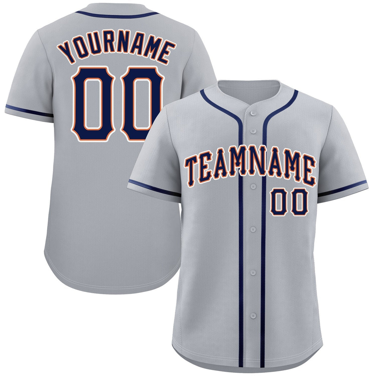Custom Gray Navy-White Classic Style Authentic Baseball Jersey