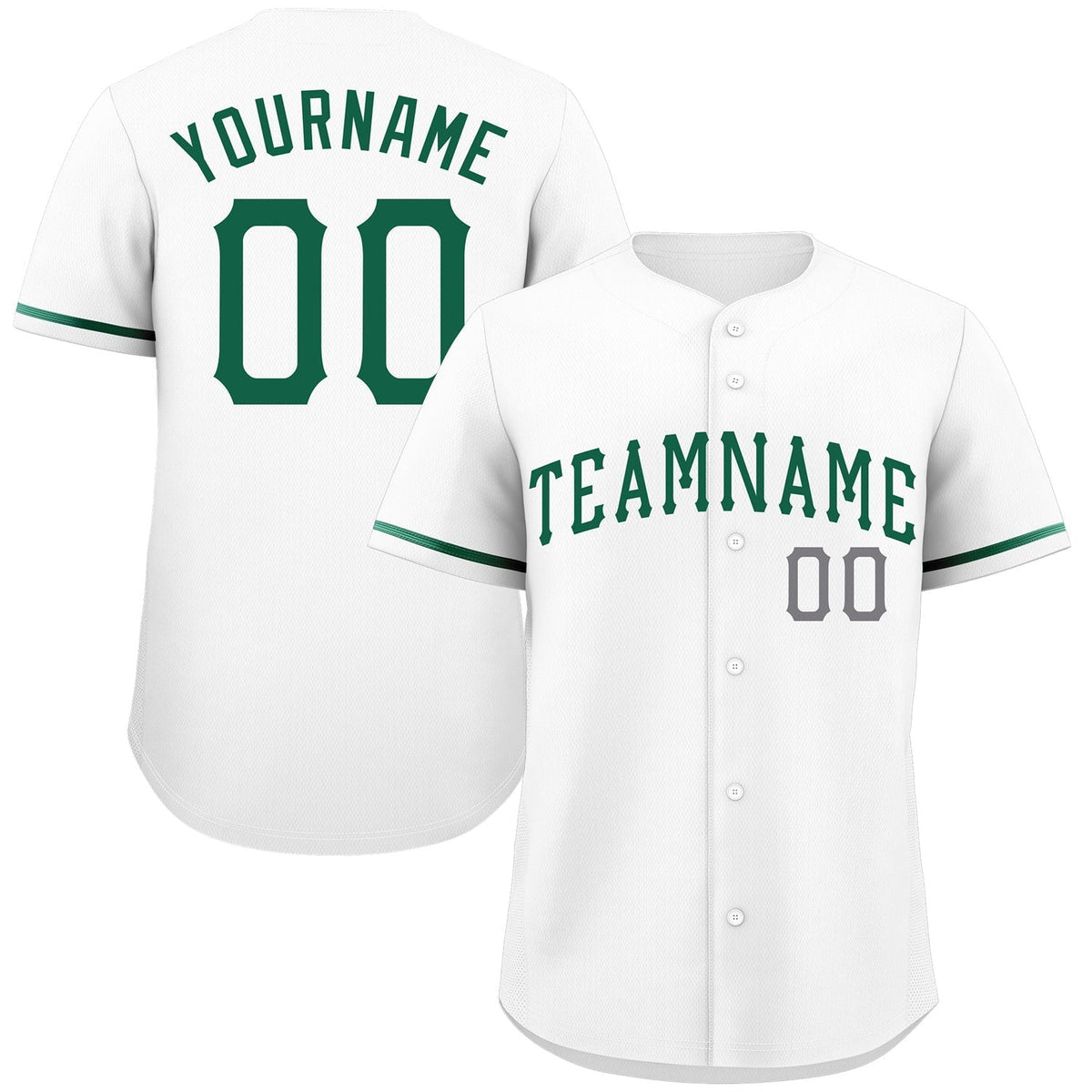 Custom White Kelly Green Classic Style Authentic Baseball Jersey