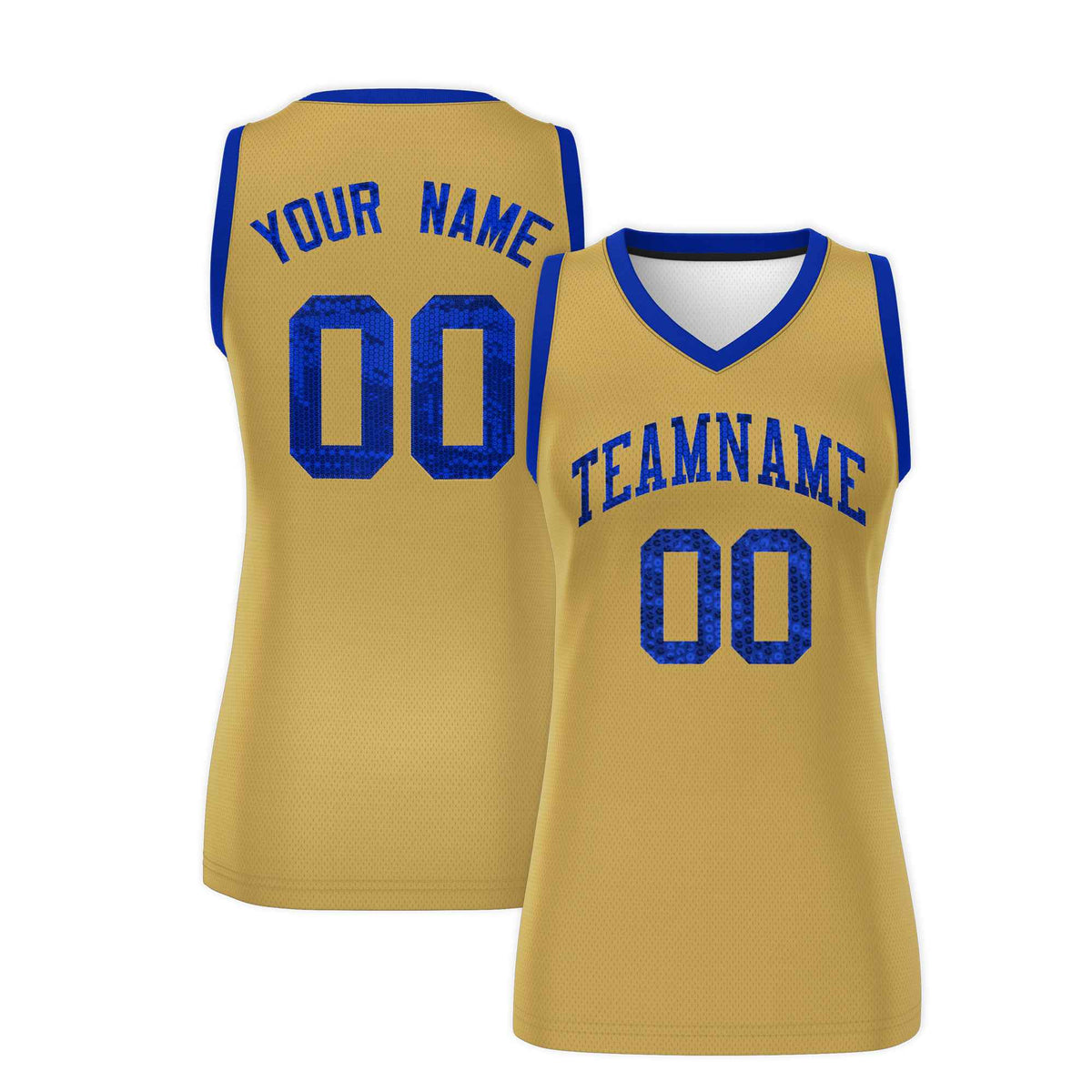 Custom Old Gold Royal Women Netball Sequined Dress