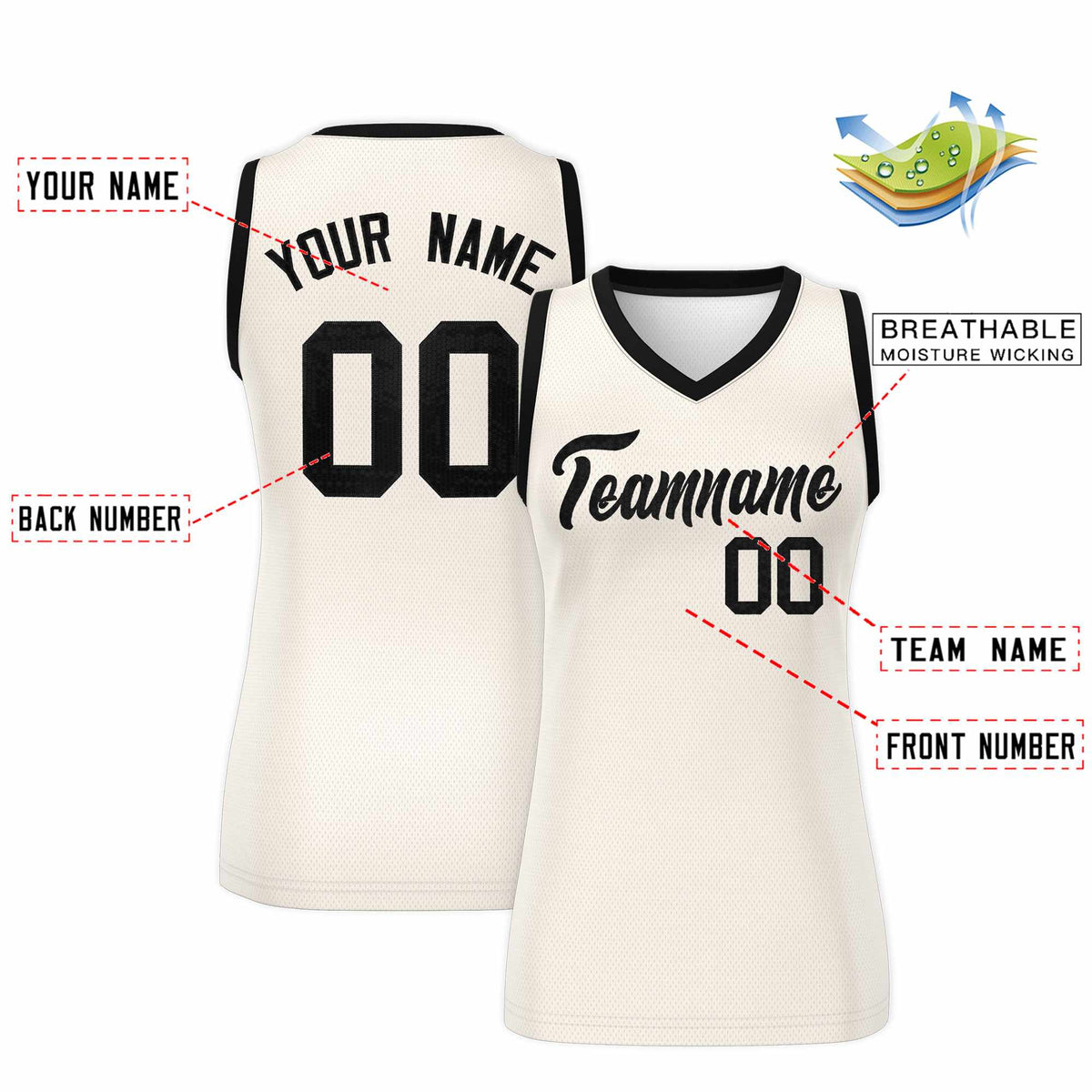 Custom Cream Black Women Netball Sequined Dress