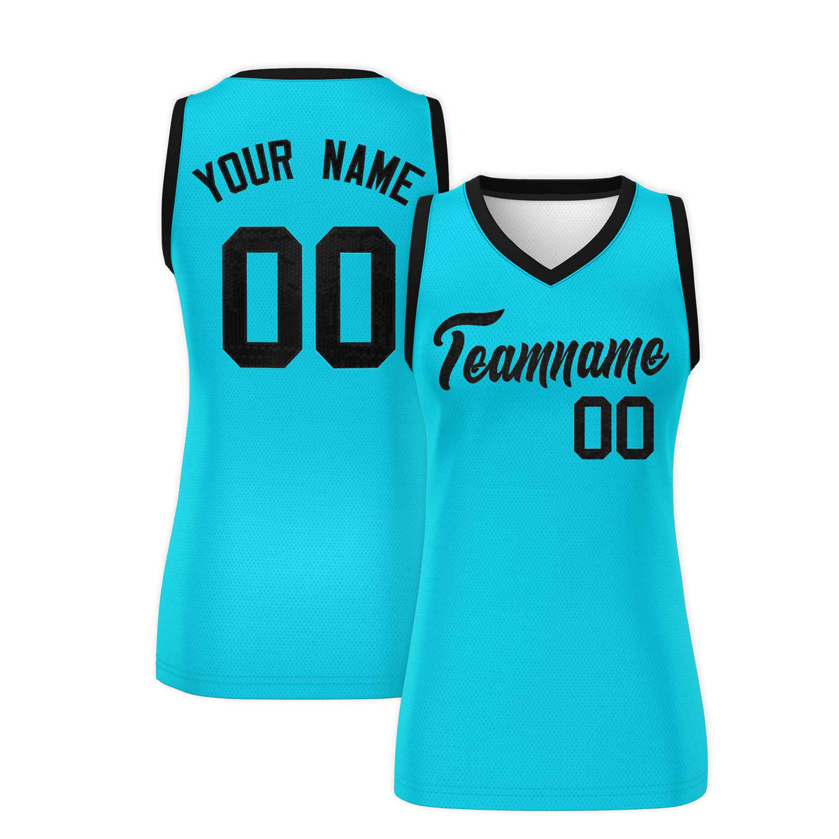 Custom Sky Blue Black Women Netball Sequined Dress