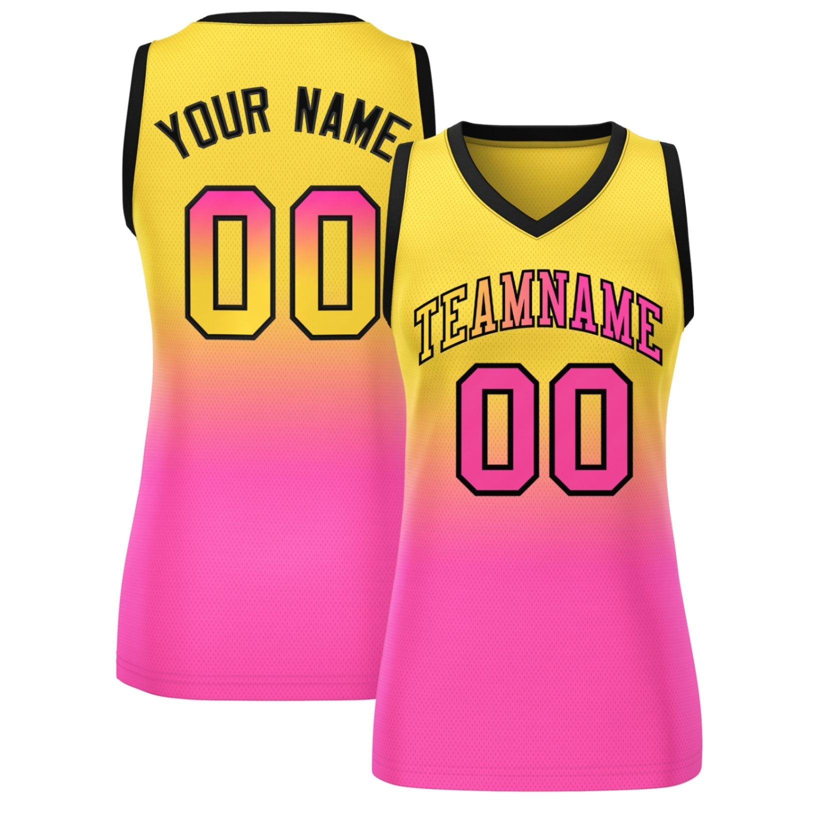 Custom Gold Pink Gradient Fashion Tops Mesh Netball Dress For Women
