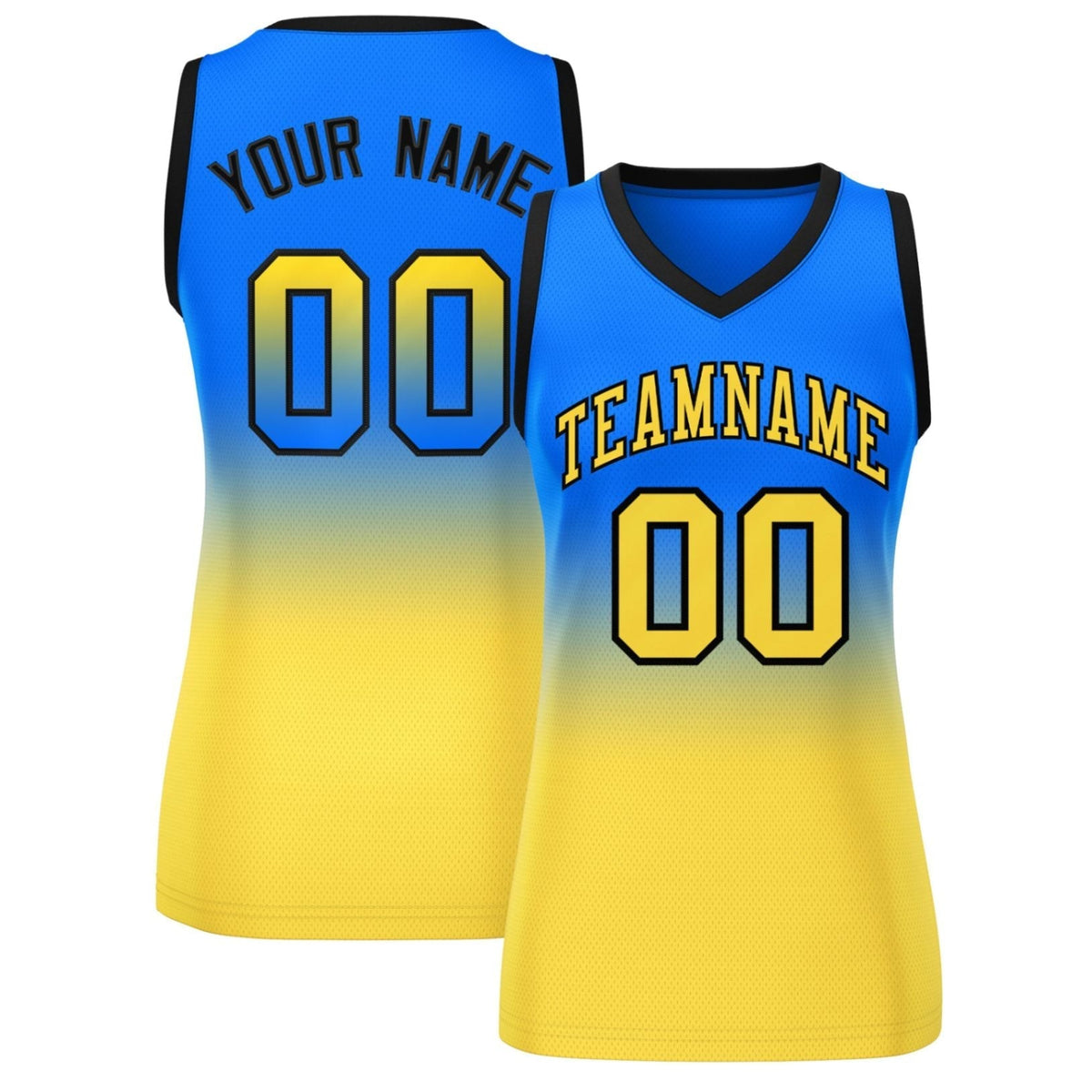 Custom Royal Gold Gradient Fashion Tops Mesh Netball Dress For Women