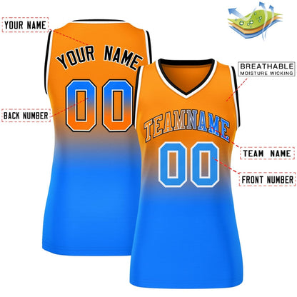 Custom Orange Royal Gradient Fashion Tops Mesh Netball Dress For Women
