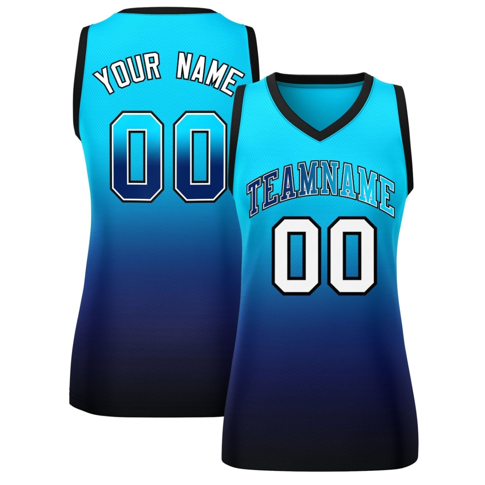Custom Powder Blue Navy Gradient Fashion Tops Mesh Netball Dress For Women