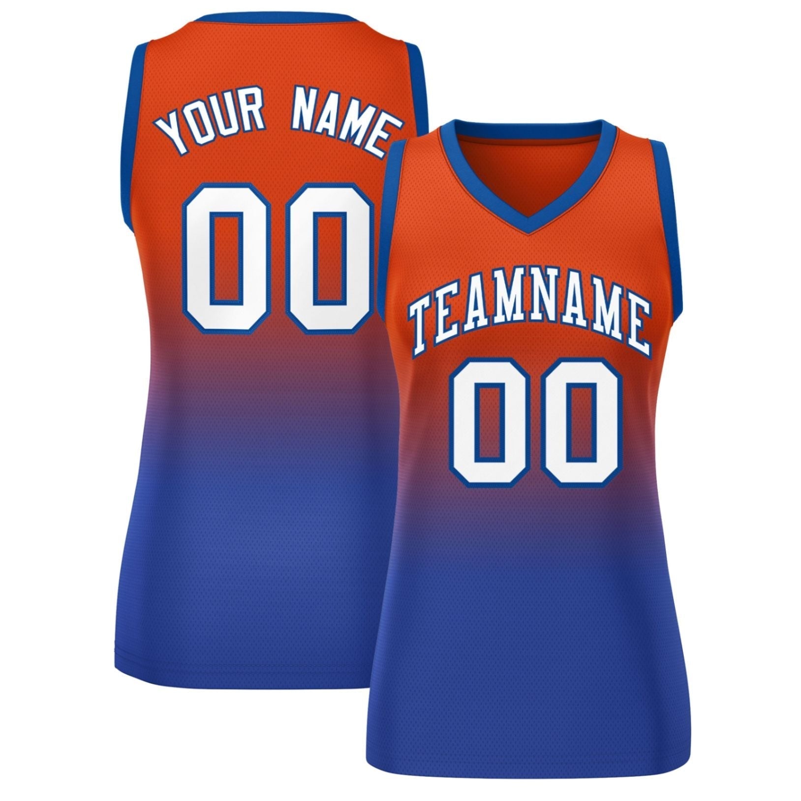 Custom Red Royal Gradient Fashion Tops Mesh Netball Dress For Women