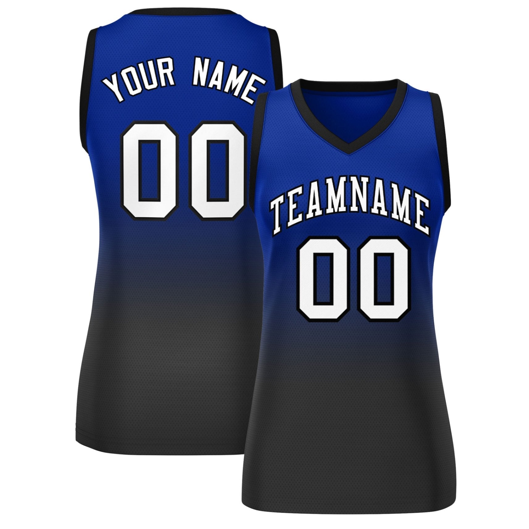 Custom Royal Black Gradient Fashion Tops Mesh Netball Dress For Women