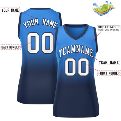 Custom Powder Blue Navy Gradient Fashion Tops Mesh Netball Dress For Women