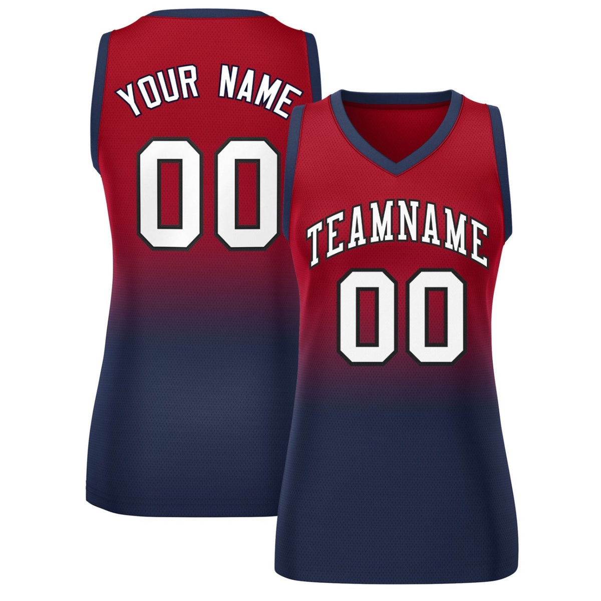 Custom Red Navy Gradient Fashion Tops Mesh Netball Dress For Women