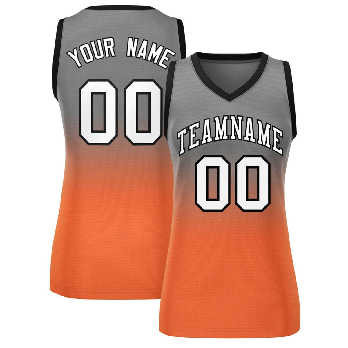 Custom Gray Orange Gradient Fashion Tops Mesh Netball Dress For Women