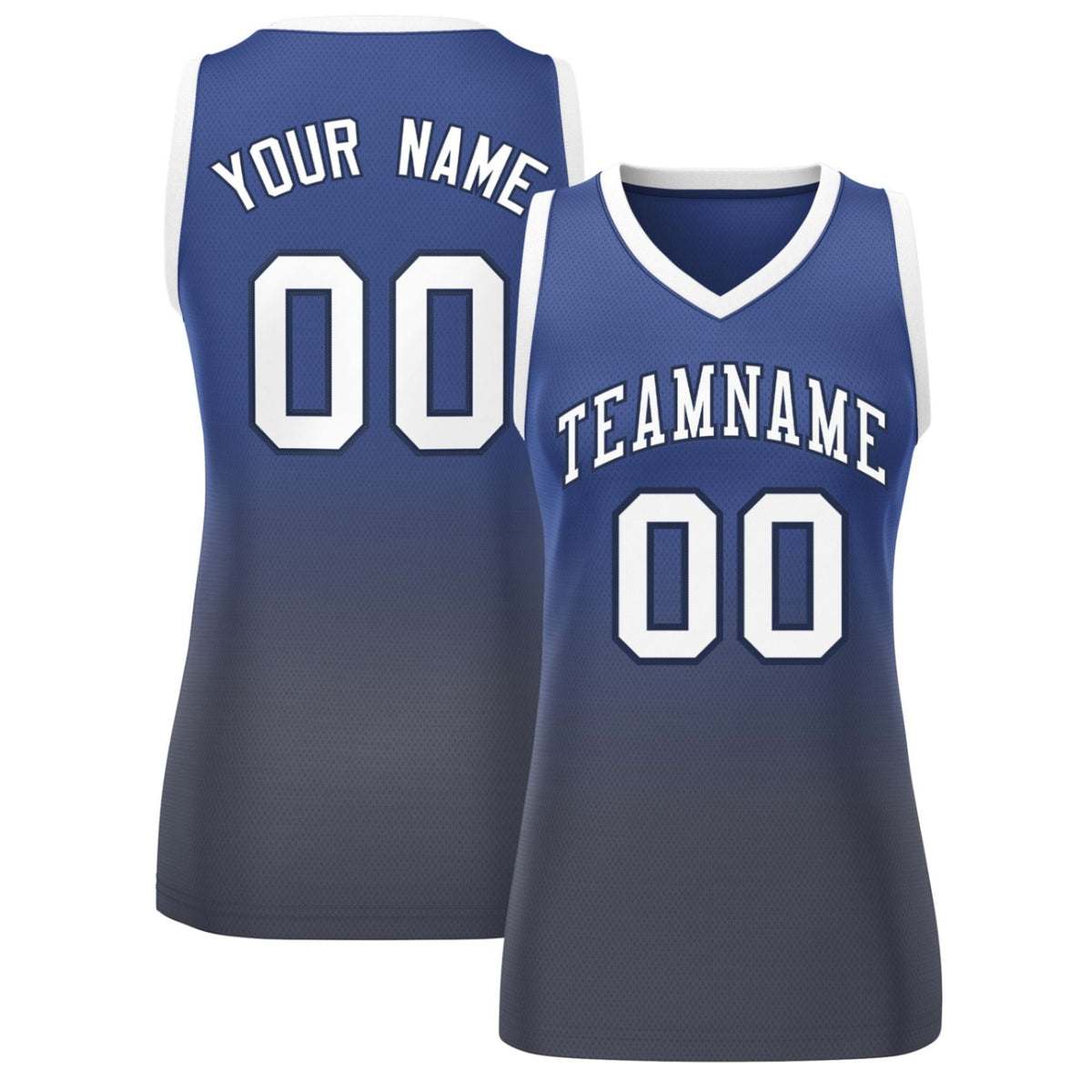 Custom Navy Gray Gradient Fashion Tops Mesh Netball Dress For Women