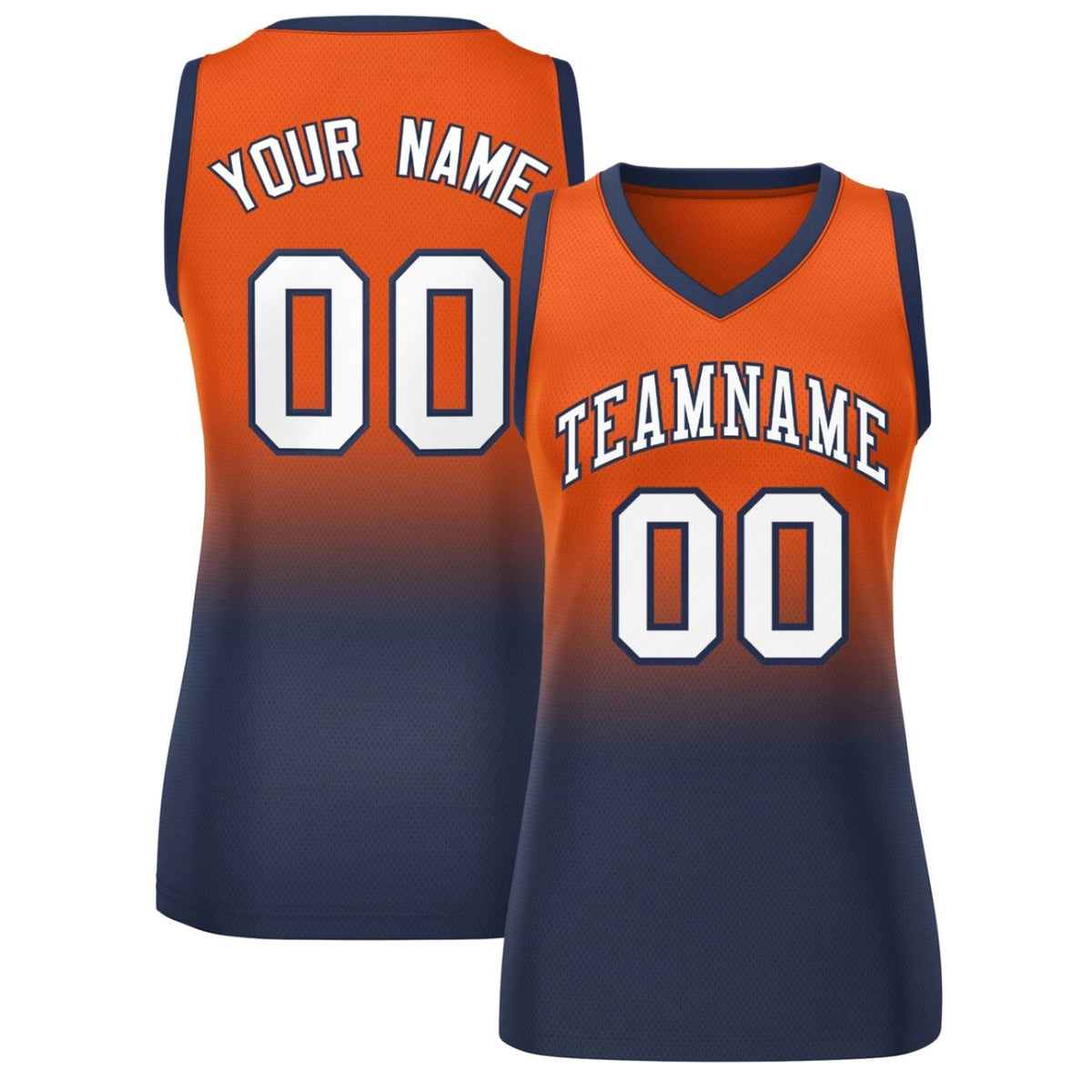 Custom Orange Navy Gradient Fashion Tops Mesh Netball Dress For Women