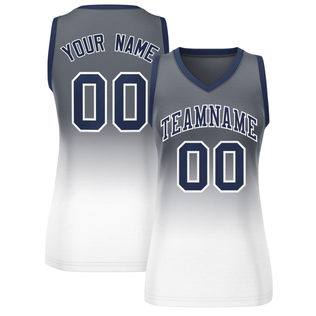 Custom Gray White Gradient Fashion Tops Mesh Netball Dress For Women