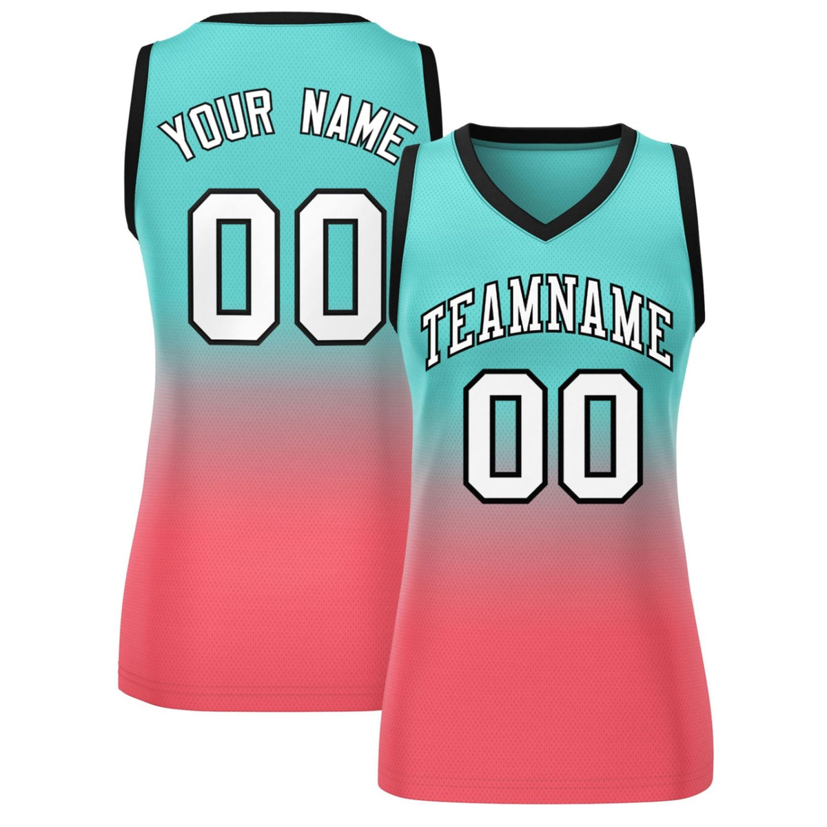 Custom Light Green Light Red Gradient Fashion Tops Mesh Netball Dress For Women