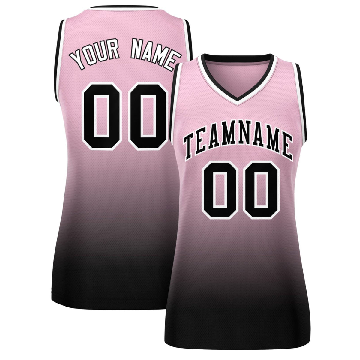 Custom Pink Black Gradient Fashion Tops Mesh Netball Dress For Women