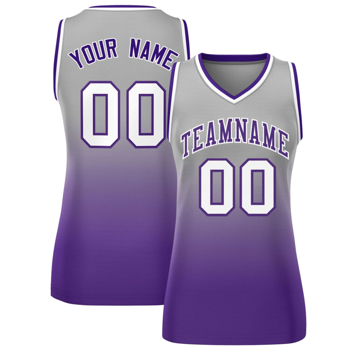 Custom Gray Purple Gradient Fashion Tops Mesh Netball Dress For Women