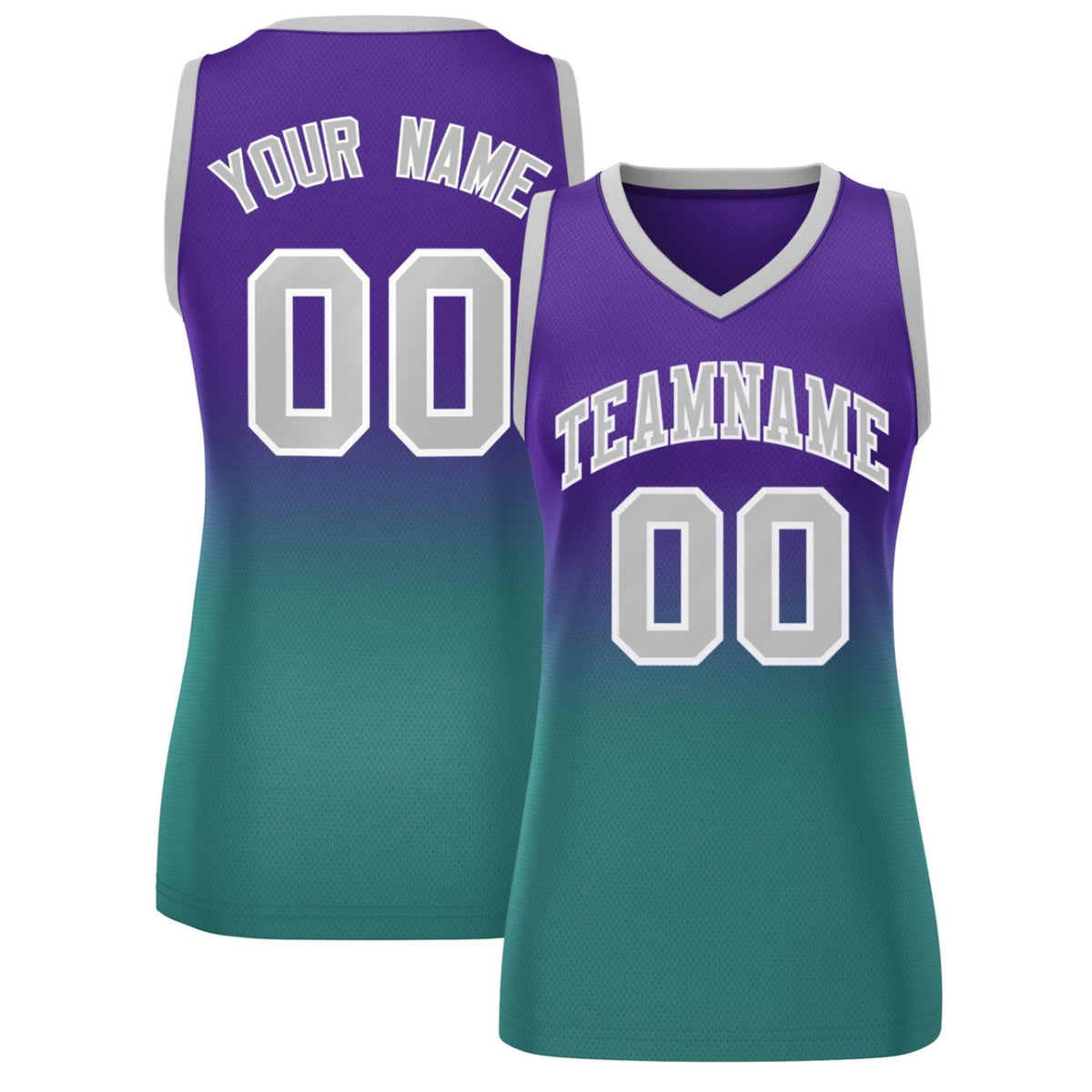 Custom Purple Aqua Gradient Fashion Tops Mesh Netball Dress For Women