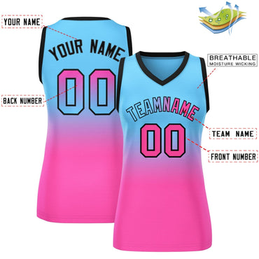 Custom Powder Blue Pink Gradient Fashion Tops Mesh Netball Dress For Women