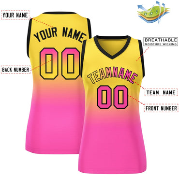 Custom Gold Pink Gradient Fashion Tops Mesh Netball Dress For Women