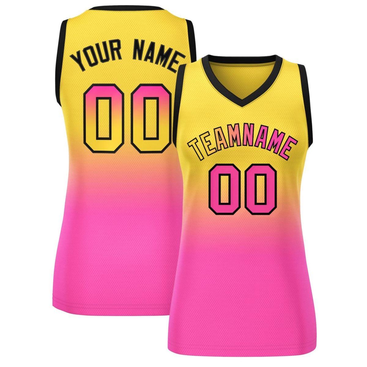 Custom Gold Pink Gradient Fashion Tops Mesh Netball Dress For Women