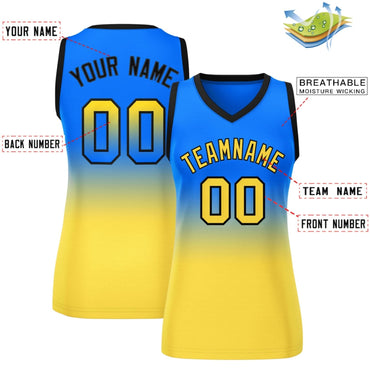 Custom Royal Gold Gradient Fashion Tops Mesh Netball Dress For Women