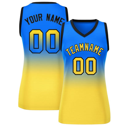 Custom Royal Gold Gradient Fashion Tops Mesh Netball Dress For Women