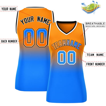 Custom Orange Royal Gradient Fashion Tops Mesh Netball Dress For Women