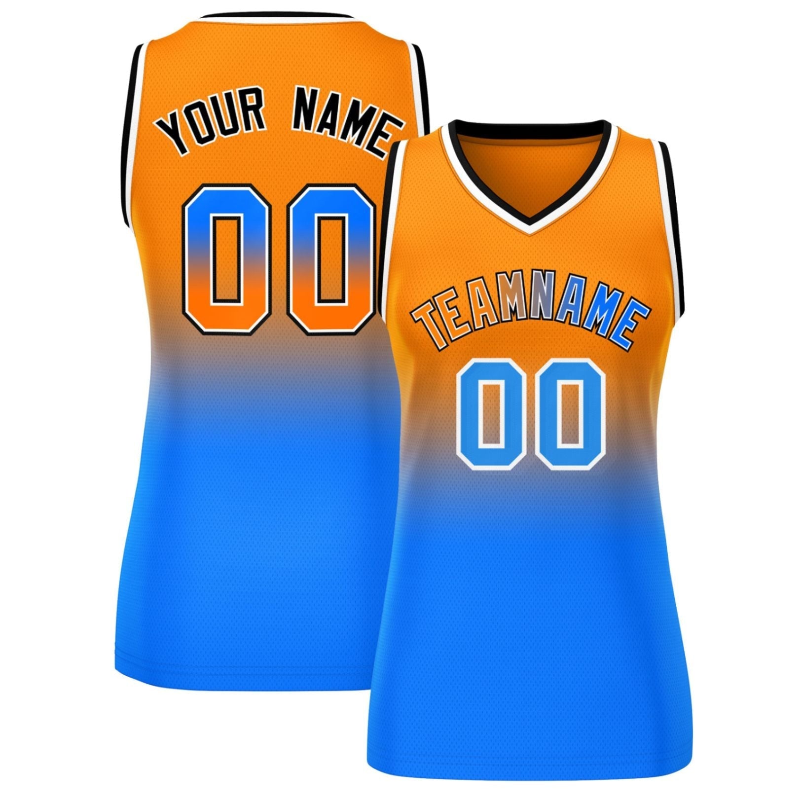 Custom Orange Royal Gradient Fashion Tops Mesh Netball Dress For Women