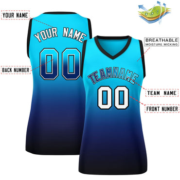 Custom Powder Blue Navy Gradient Fashion Tops Mesh Netball Dress For Women