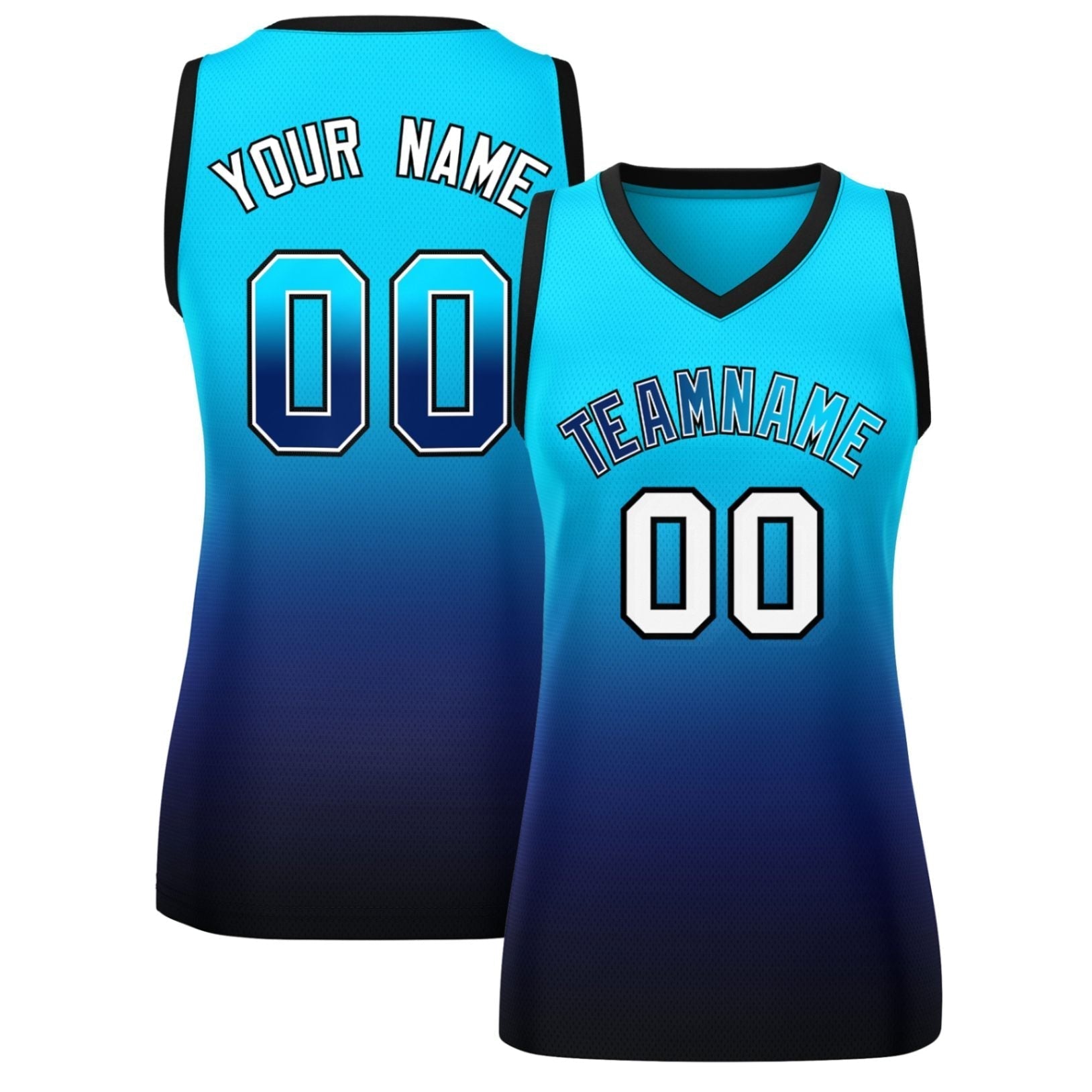 Custom Powder Blue Navy Gradient Fashion Tops Mesh Netball Dress For Women