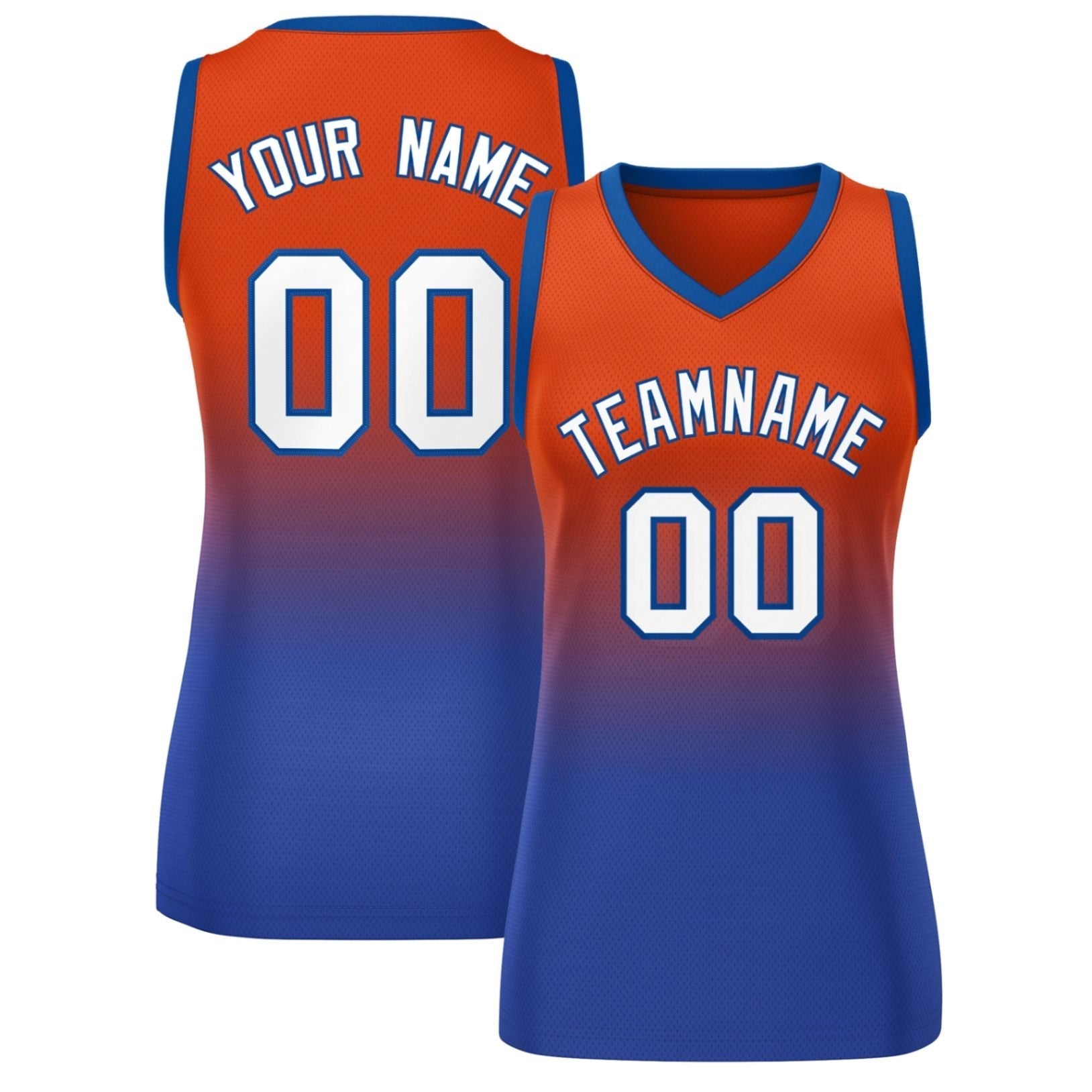 Custom Red Royal Gradient Fashion Tops Mesh Netball Dress For Women