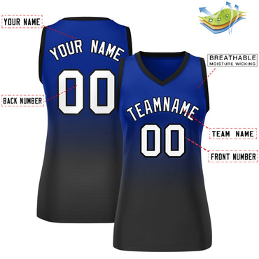 Custom Royal Black Gradient Fashion Tops Mesh Netball Dress For Women