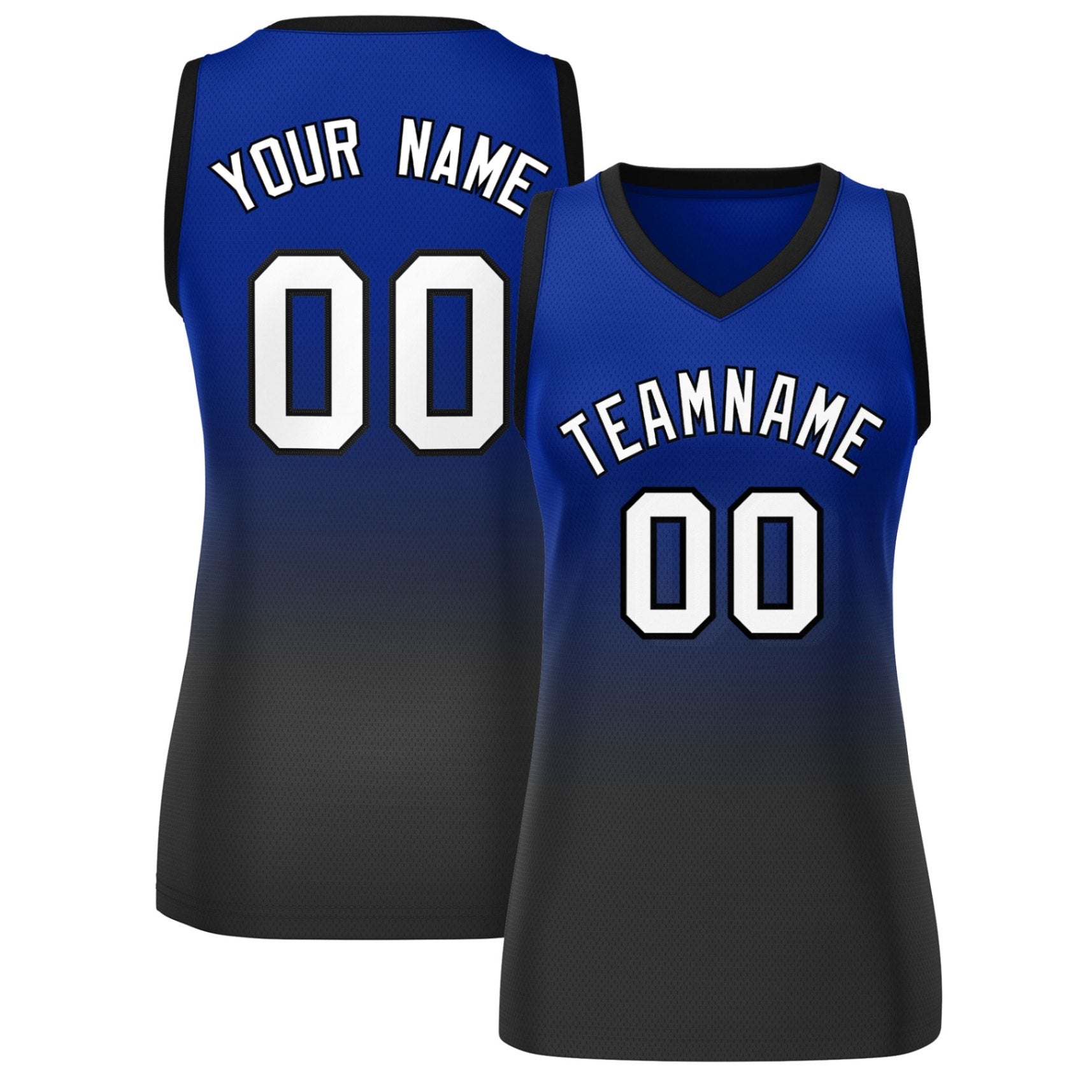 Custom Royal Black Gradient Fashion Tops Mesh Netball Dress For Women