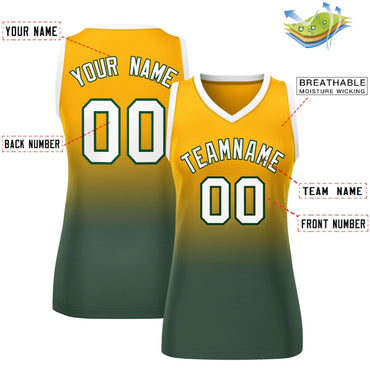 Custom Yellow Midnight Green Gradient Fashion Tops Mesh Netball Dress For Women
