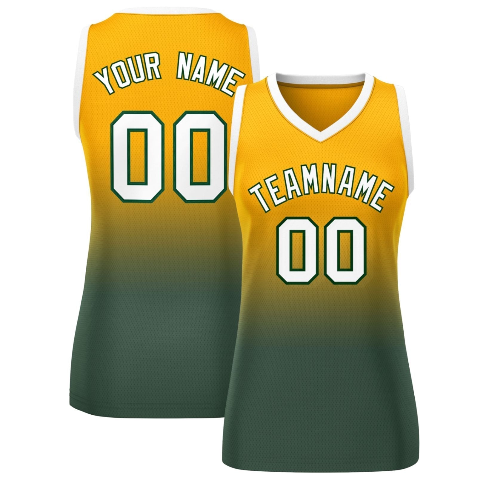 Custom Yellow Midnight Green Gradient Fashion Tops Mesh Netball Dress For Women