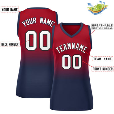 Custom Red Navy Gradient Fashion Tops Mesh Netball Dress For Women