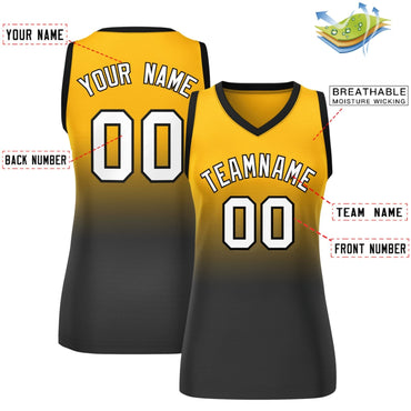Custom Yellow Black Gradient Fashion Tops Mesh Netball Dress For Women