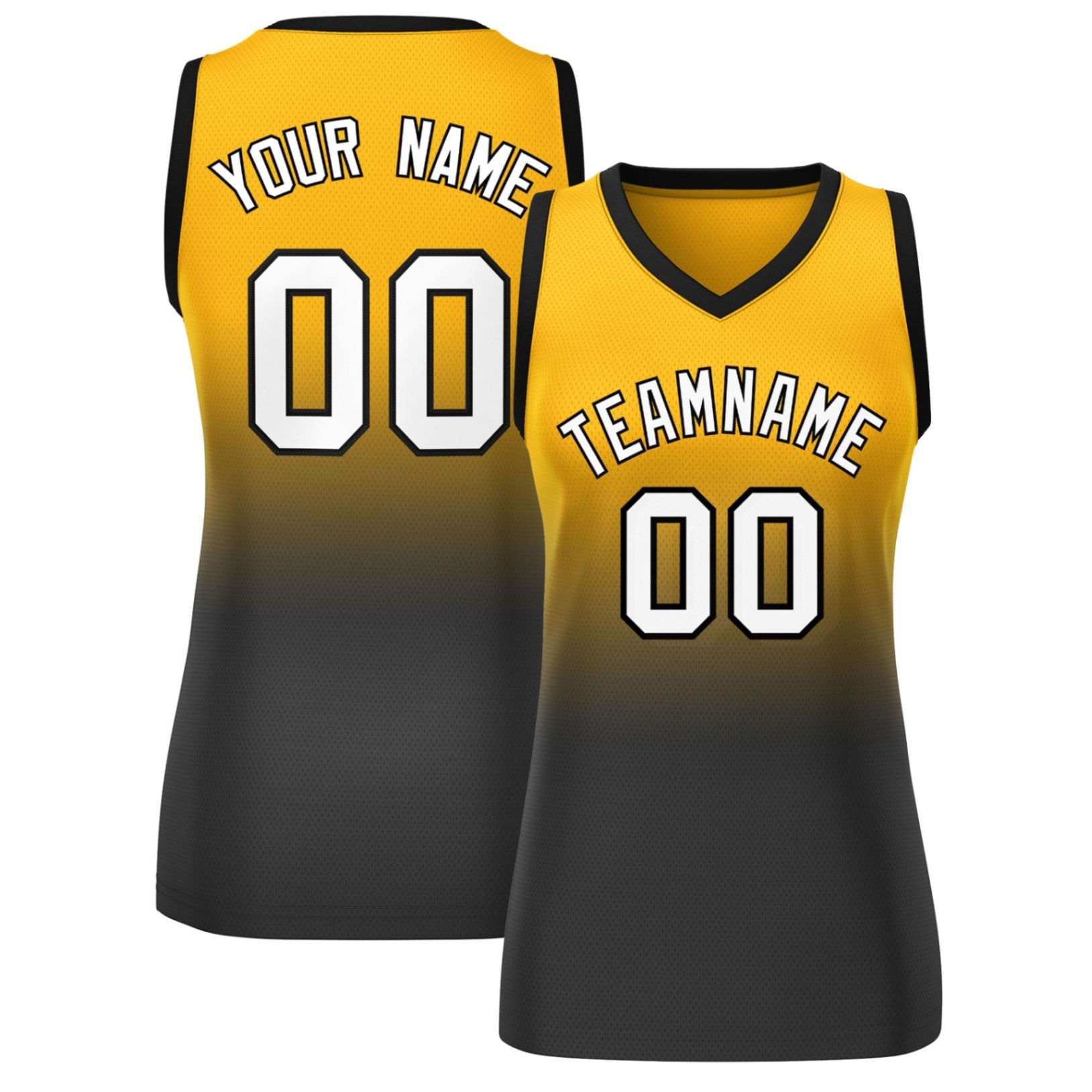 Custom Yellow Black Gradient Fashion Tops Mesh Netball Dress For Women