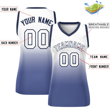 Custom White Navy Gradient Fashion Tops Mesh Netball Dress For Women