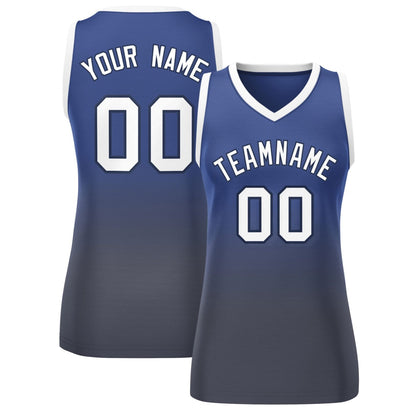 Custom Navy Gray Gradient Fashion Tops Mesh Netball Dress For Women