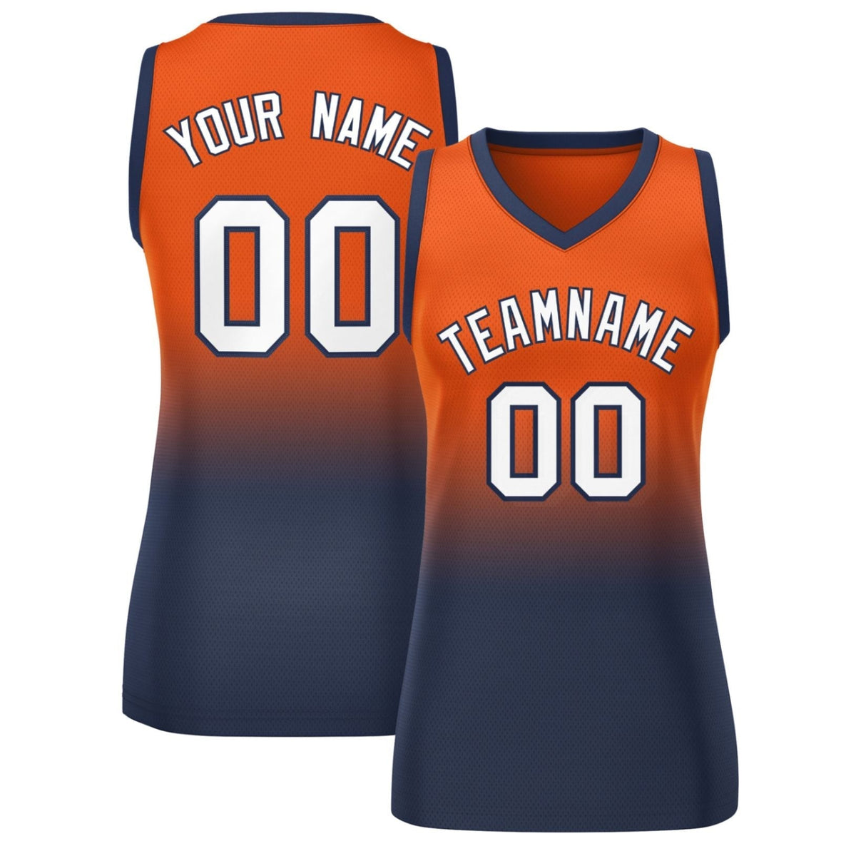 Custom Orange Navy Gradient Fashion Tops Mesh Netball Dress For Women