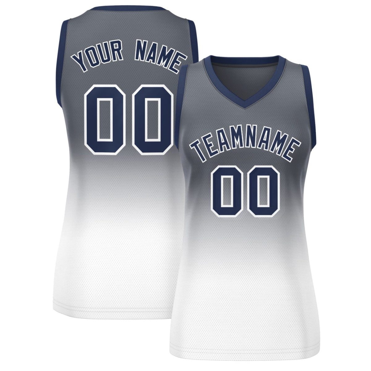 Custom Gray White Gradient Fashion Tops Mesh Netball Dress For Women