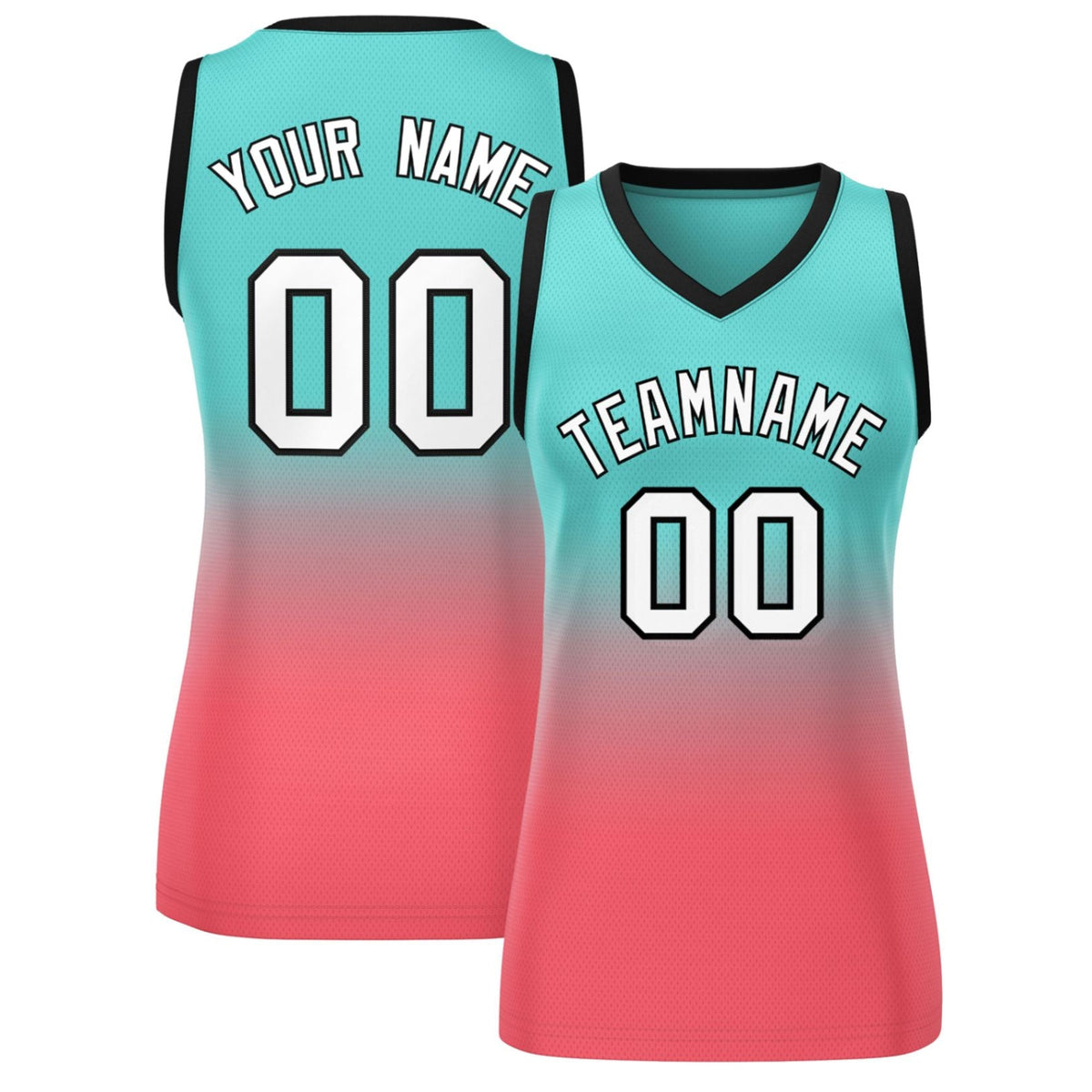 Custom Light Green Light Red Gradient Fashion Tops Mesh Netball Dress For Women