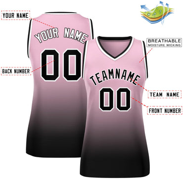 Custom Pink Black Gradient Fashion Tops Mesh Netball Dress For Women
