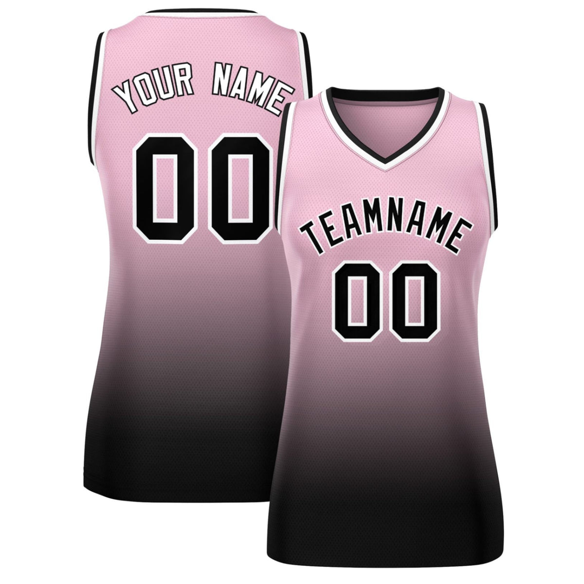 Custom Pink Black Gradient Fashion Tops Mesh Netball Dress For Women