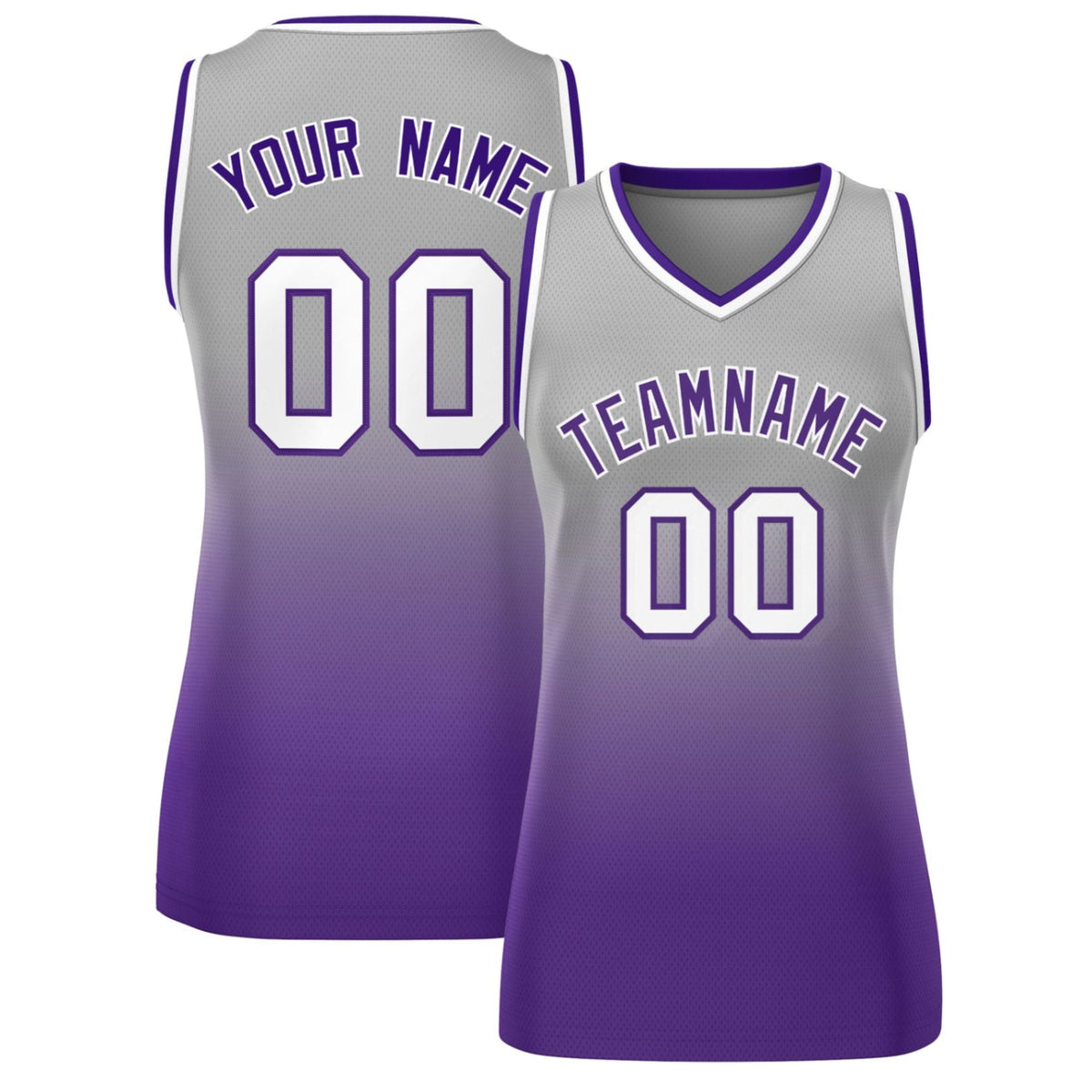 Custom Gray Purple Gradient Fashion Tops Mesh Netball Dress For Women