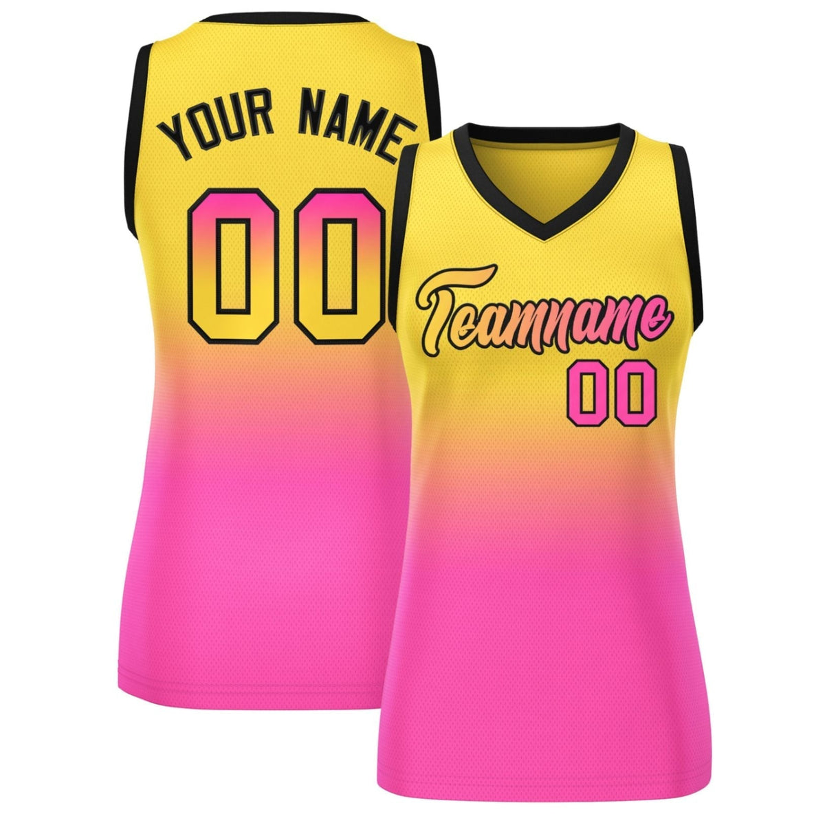 Custom Gold Pink Gradient Fashion Tops Mesh Netball Dress For Women
