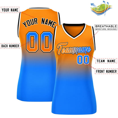 Custom Orange Royal Gradient Fashion Tops Mesh Netball Dress For Women